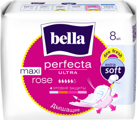 Прокладки женские bella Perfecta Ultra Maxi Rose Deo Fresh, 8 шт