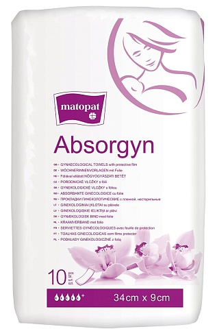 Прокладки гинекологические нестерильные Absorgyn  34 х 9 см, 10 шт