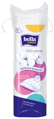 Ватные диски bella cotton, круглые, 80 шт. 