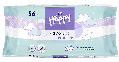 Салфетки влажные bella baby Happy classic sensitive, 56 шт. 