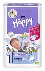 Подгузники  детские  Happy   Newborn, вес 2-5кг., 42 шт.